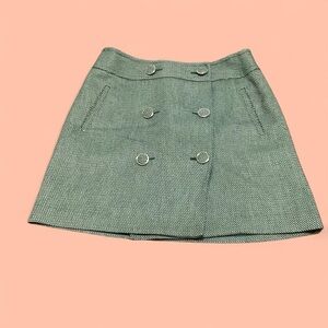 Ann Taylor LOFT Green Textured Mini Skirt with A Double-breasted